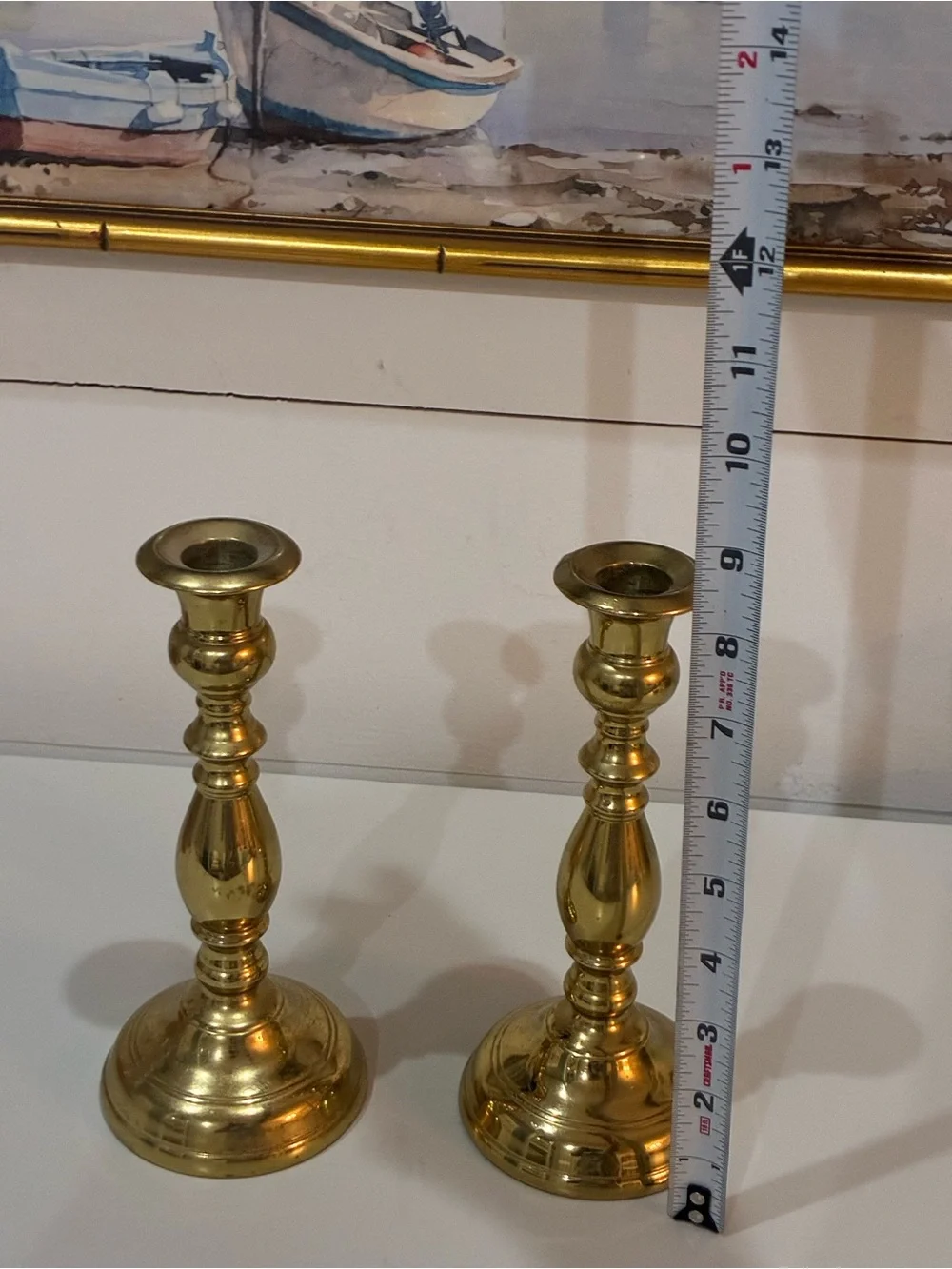 Vintage Solid Brass Candlesticks - Heavy 9